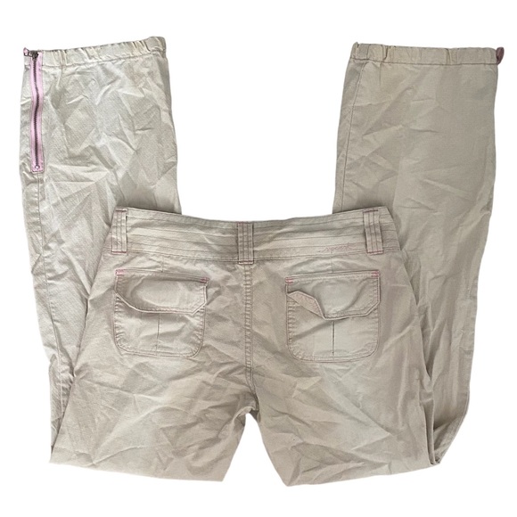 RIP CURL VINTAGE Y2K CREME AND PINK STITCHKNG LOW RISE PANTS SIZE‎ 5 - Picture 2 of 9